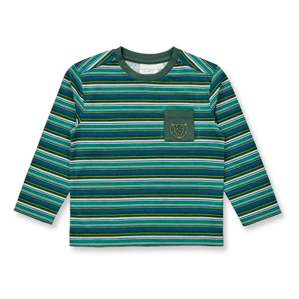 Herbstliches Ringelshirt mit hochwertiger Fuchs-Stickerei von Sense Organics