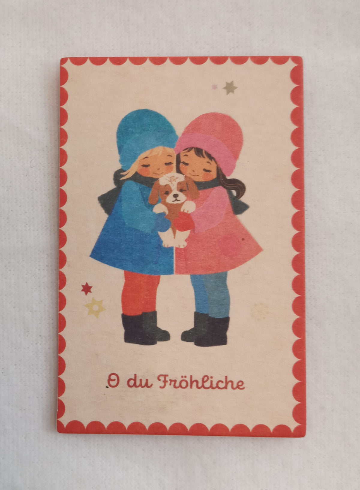 Wunderschöne Weihnachtsminikarte aus Holzschliffpappe