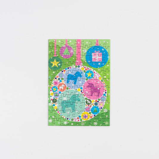 Weihnachtliches Mini Puzzle mit Weihnachtskugeln und Dala Pferden von Sunshine Puzzles