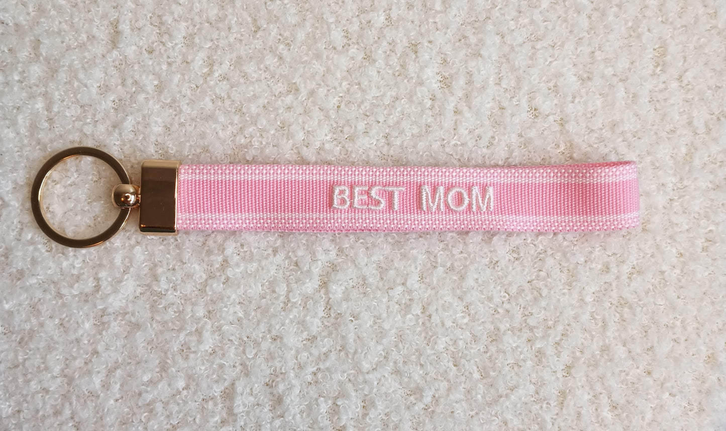 Wunderschöner rosafarbener Best Mom Schlüsselanhänger von parsley&pepper
